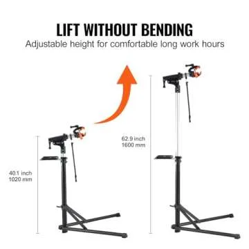 VEVOR Bike Repair Stand, 66 lbs Heavy-duty Aluminum Bicycle Repair Stand, Adjustable Height Bike Maintenance Workstand with Magnetic Tool Tray Telescopic Arm, Foldable Bike Work Stand for Home, Shops