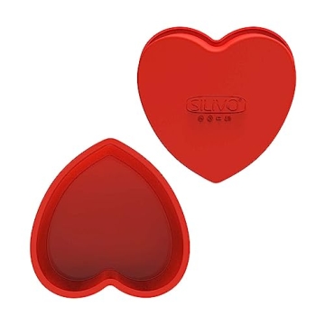 SILIVO 8 Inch Silicone Heart Shaped Cake Pans for Easy Baking
