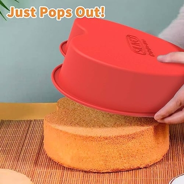 SILIVO 8 Inch Silicone Heart Shaped Cake Pans for Easy Baking