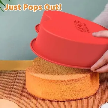 SILIVO 8 Inch Silicone Heart Shaped Cake Pans for Easy Baking