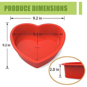 SILIVO 8 Inch Silicone Heart Shaped Cake Pans for Easy Baking