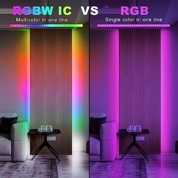 DAYBETTER Under Cabinet Lighting, 20ft RGBWIC Under Cabinet Lights, 360 LEDs (60 LEDs per 3.2ft/1M), Smart RGB+White(6500K) 4 Color in 1 High Density LED Lights with Built-in IC Chips, 6 PCS