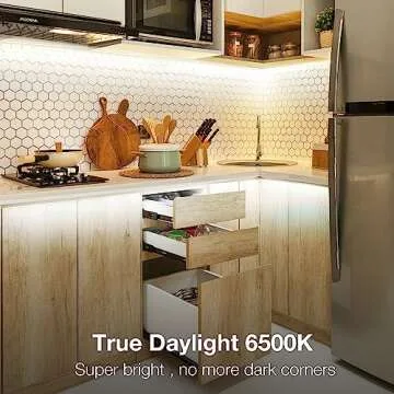 DAYBETTER Under Cabinet Lighting, 20ft RGBWIC Under Cabinet Lights, 360 LEDs (60 LEDs per 3.2ft/1M), Smart RGB+White(6500K) 4 Color in 1 High Density LED Lights with Built-in IC Chips, 6 PCS