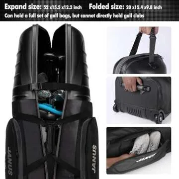 JANUS Golf Travel Bags,Golf Travel Bags for Airlines with Wheels,with Head ABS Plastic case,with Golf Club Carrier.Travel Golf Bag,Golf Bag Travel case,Hard case Golf Travel Bag