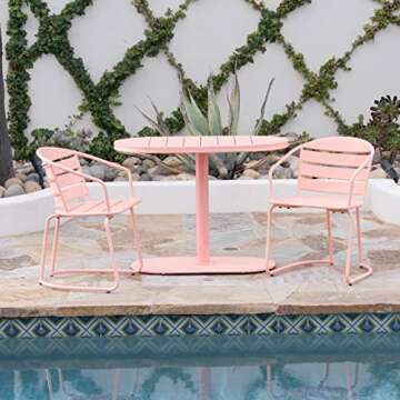 Christopher Knight Home Santa Monica Outdoor Iron Bistro Set, Matte Coral