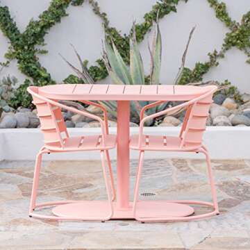 Christopher Knight Home Santa Monica Outdoor Iron Bistro Set, Matte Coral