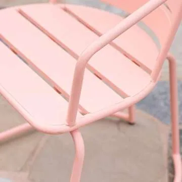 Christopher Knight Home Santa Monica Outdoor Iron Bistro Set, Matte Coral