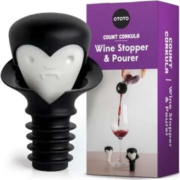 OTOTO New Elizabat Kitchen Scissors - Cute Bat Kitchen Shears + New Count Corkula - Gifts for Wine Lovers, Wine Bottle Stopper (Bundle of 2)