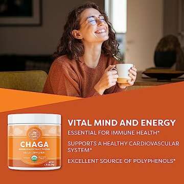 Vimergy USDA Organic Wild Chaga Mushroom Extract Powder, 33 Servings – Ideal in Chaga Tea, Coffee,...