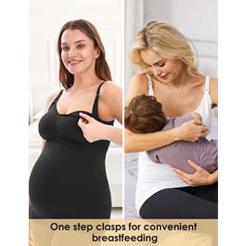 HOFISH Nursing Tank Tops with Built-in Bra for Moms