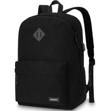 Cute Black School Backpack with USB Charging Port
