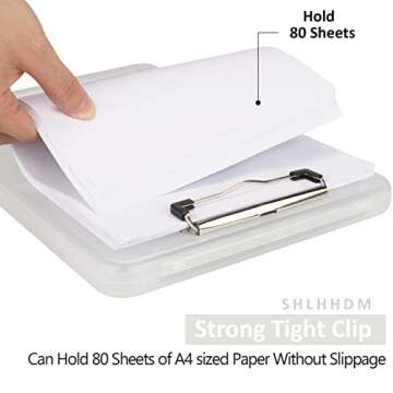 A4 Clipboards, Folder Clipboard with Storage, Folio Plastic Clipboard with Low Profile Clip, File Binder Clipboard Case, Waterproof Nursing Clipboards Foldable Document Case for Office -Translucent
