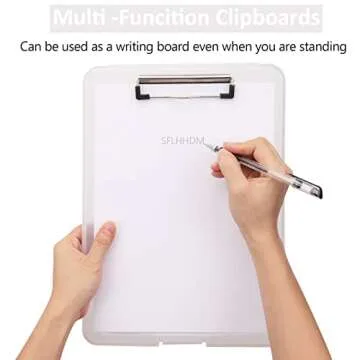 A4 Clipboards, Folder Clipboard with Storage, Folio Plastic Clipboard with Low Profile Clip, File Binder Clipboard Case, Waterproof Nursing Clipboards Foldable Document Case for Office -Translucent