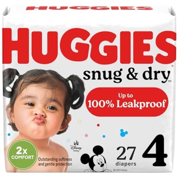 Huggies Size 4 Diapers Snug & Dry 100% Leakproof 27 Count