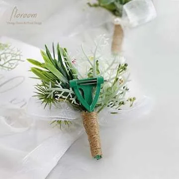 Floroom Set of 6 Ivory Rose Boutonnieres for Best Men Groom Groomsmen White Wedding Prom