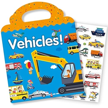 Reusable Sticker Book for Kids - Vehicles Truck Stickers Educational Learning Toys Travel Stickers A...