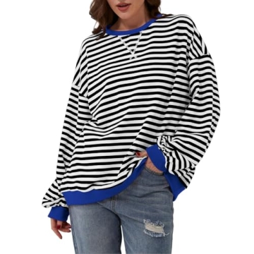 Trendy Oversized Striped Sweatshirt for Women 2024