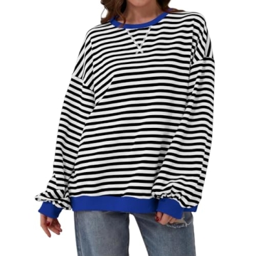 Trendy Oversized Striped Sweatshirt for Women 2024
