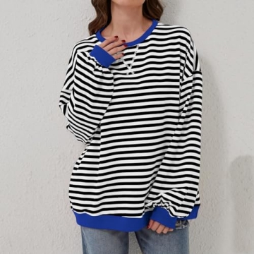 Trendy Oversized Striped Sweatshirt for Women 2024