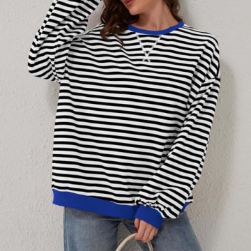Trendy Oversized Striped Sweatshirt for Women 2024