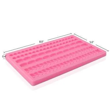 Beasea Silicone Mold for Cake Decorating, Pie Crust Mold for Pearl Lace Fondant Diy Baking Tools, Pink Border Decoration Mould Sugarcraft Lace Rope Mold for Chocolate Cupcake Candy Pastry Jelly