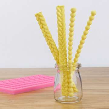 Beasea Silicone Mold for Cake Decorating, Pie Crust Mold for Pearl Lace Fondant Diy Baking Tools, Pink Border Decoration Mould Sugarcraft Lace Rope Mold for Chocolate Cupcake Candy Pastry Jelly