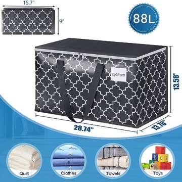 EpicTotes Extra Large Moving Bags, Heavy-Duty Storage Totes with Zipper Top and Sturdy Handles, Movi...