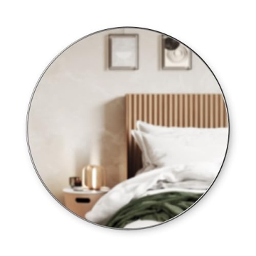 Umbra Hubba Round Wall Mirror with Metallic Frame, Modern Style for Bathroom, Entryway, Living Room ...