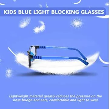 FONHCOO Blue Light Blocking Glasses for Kids, Boys & Girls Unbreakable Frame Computer Gaming TV Phone Glasses with Glasses Strap, for Children Age 5-10
