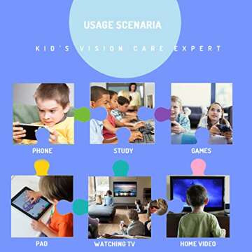 FONHCOO Blue Light Blocking Glasses for Kids, Boys & Girls Unbreakable Frame Computer Gaming TV Phone Glasses with Glasses Strap, for Children Age 5-10