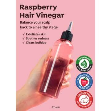 A’PIEU Raspberry Hair Vinegar Rinse 6.76 Fl oz - Scalp Treatment for Balanced pH, Shiny Hair | Kor...