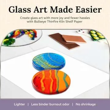 Bullseye Thin fire Kiln Shelf Paper - Small Kiln Paper for Ultra Smooth Surface - Glass Fusing Supplies - 15 Sheets 5'' x 5'' - kiln Paper for Glass fusing