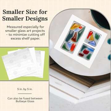 Bullseye Thin fire Kiln Shelf Paper - Small Kiln Paper for Ultra Smooth Surface - Glass Fusing Supplies - 15 Sheets 5'' x 5'' - kiln Paper for Glass fusing