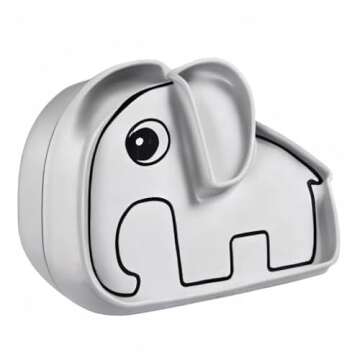 Done by Deer Silicone Stick&Stay Plate in Elphee Grey - Mess-Free Mealtime Solution for Kids with Natural Suction - Two Compartments - Easy-Release Flap for Quick Cleanup - 100% Food Grade Silicone