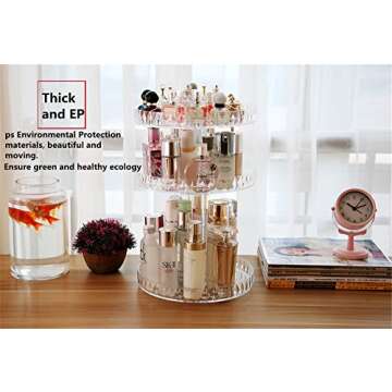 BOTIDE Diamond Pattern Three Layers Perfume Organizer, 360 Rotating Diamond Cosmetic Storage Box Transparent Acrylic Swivel Shelf Desktop Skin Care Product Dresser Finishing, Plus Size