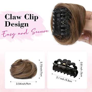 REECHO 2 PCS Mini Claw Clip in Messy & Cat Ears Hair Bun Extensions HB001 Wig Accessory Updo Hairpie...