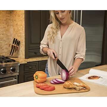 6 Piece Knife Set | 5 Beautiful Rose Gold Knives with Knife Block | Sharp Kitchen Knife Sets | Multiple Size, All Purpose Kitchen Knives | 8” Chef, Bread, & Carving Knife | Utility & Paring Knife