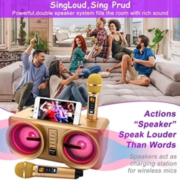 ALPOWL Karaoke Machine with Wireless Microphones for All