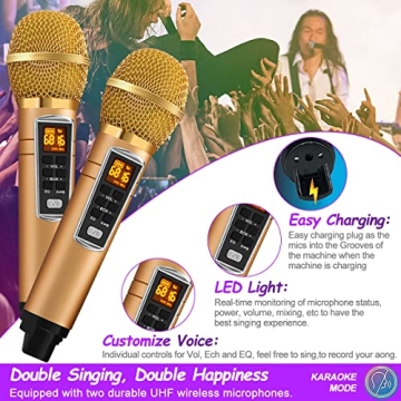 ALPOWL Karaoke Machine with Wireless Microphones for All
