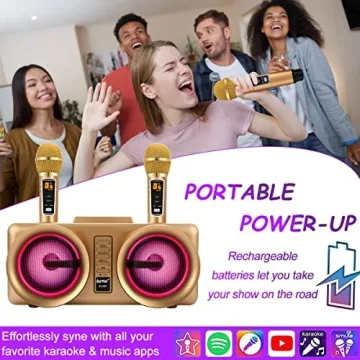 ALPOWL Karaoke Machine with Wireless Microphones for All