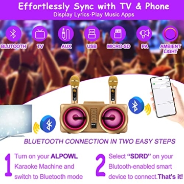 ALPOWL Karaoke Machine with Wireless Microphones for All