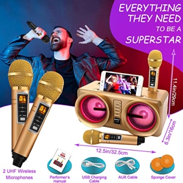 ALPOWL Karaoke Machine with Wireless Microphones for All