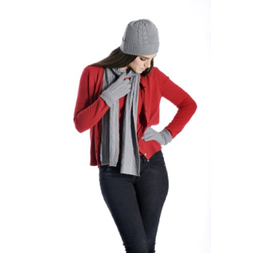 Cashmere Boutique: Unisex 100% Pure Cashmere Scarf, Hat and Gloves Set (Color: Rose Pink, Size: One Size)