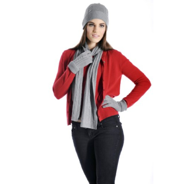 Cashmere Boutique: Unisex 100% Pure Cashmere Scarf, Hat and Gloves Set (Color: Rose Pink, Size: One Size)