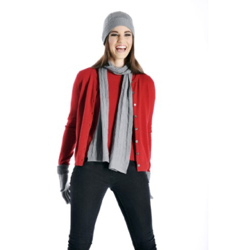 Cashmere Boutique: Unisex 100% Pure Cashmere Scarf, Hat and Gloves Set (Color: Rose Pink, Size: One Size)