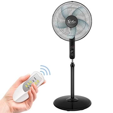 Simple Deluxe 16" Pedestal Fan with Remote - 3 Speeds, Black
