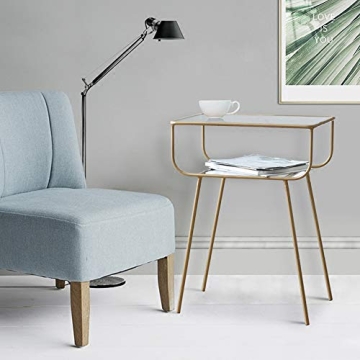 EKR Nightstand Elegant Tempered Glass Two-Tier Side Table