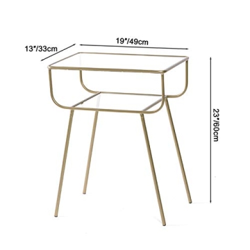 EKR Nightstand Elegant Tempered Glass Two-Tier Side Table