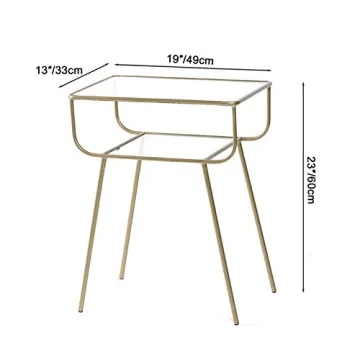 EKR Nightstand Elegant Tempered Glass Two-Tier Side Table