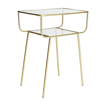 EKR Nightstand Elegant Tempered Glass Two-Tier Side Table